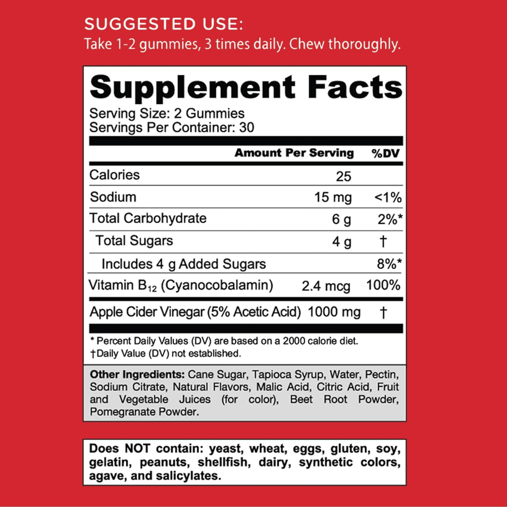 Goli Apple Cider Vinegar Gummies - Worlds First ACV Gummy with Vitamin B12, Beetroot & Pomegranate - Vegan, Non-GMO, Gluten-Free