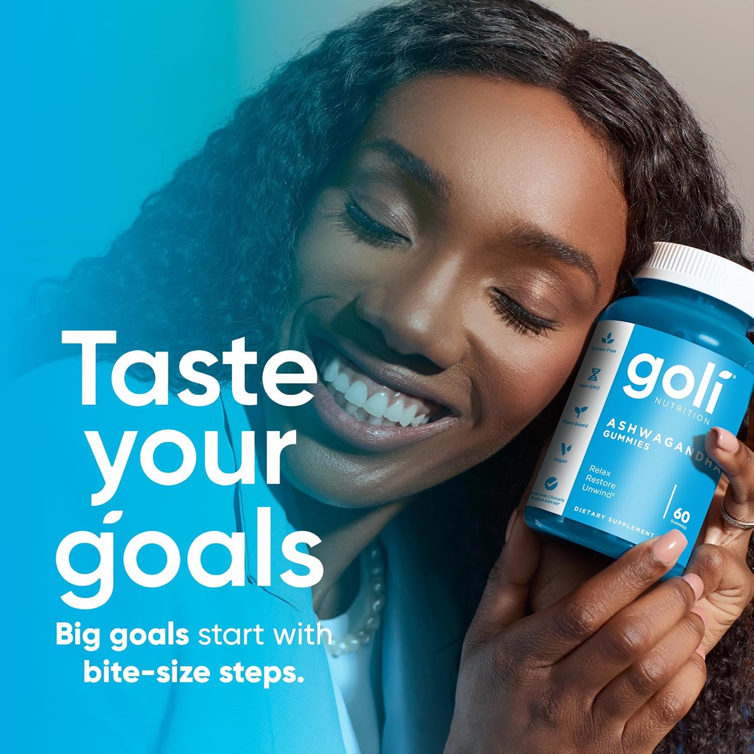 Goli Zero Sugar Ashwagandha & Vitamin D, Maca, L-Theanine Gummies, No Artificial Sweeteners, No Sugar Alcohols. Mixed Berry, KSM-66, Vegan, Plant Based, Non-GMO, Gluten-Free & Gelatin Free.