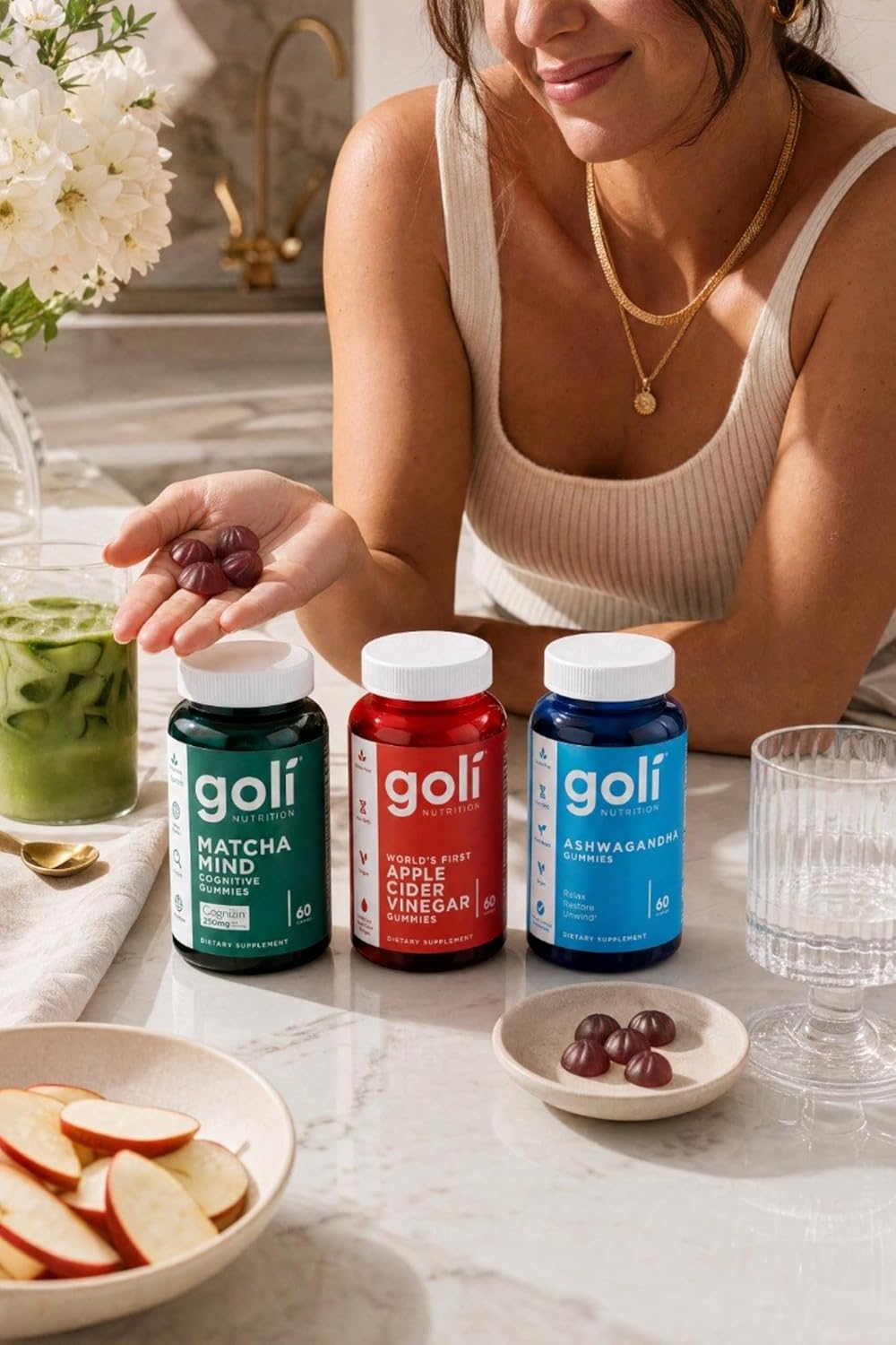 Goli Favorites Trio: Ashwagandha KSM-66, Apple Cider Vinegar, Matcha Mind Supplements with Cognizin, Vitamins D2 and B12
