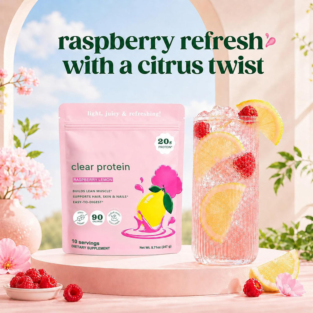 Clear Protein Powder 247g - Clear Whey + Collagen Protein Blend | 20g Protein, 90 Calories, 0g Sugar, Light & Refreshing Fruity Drink | Protein for Women