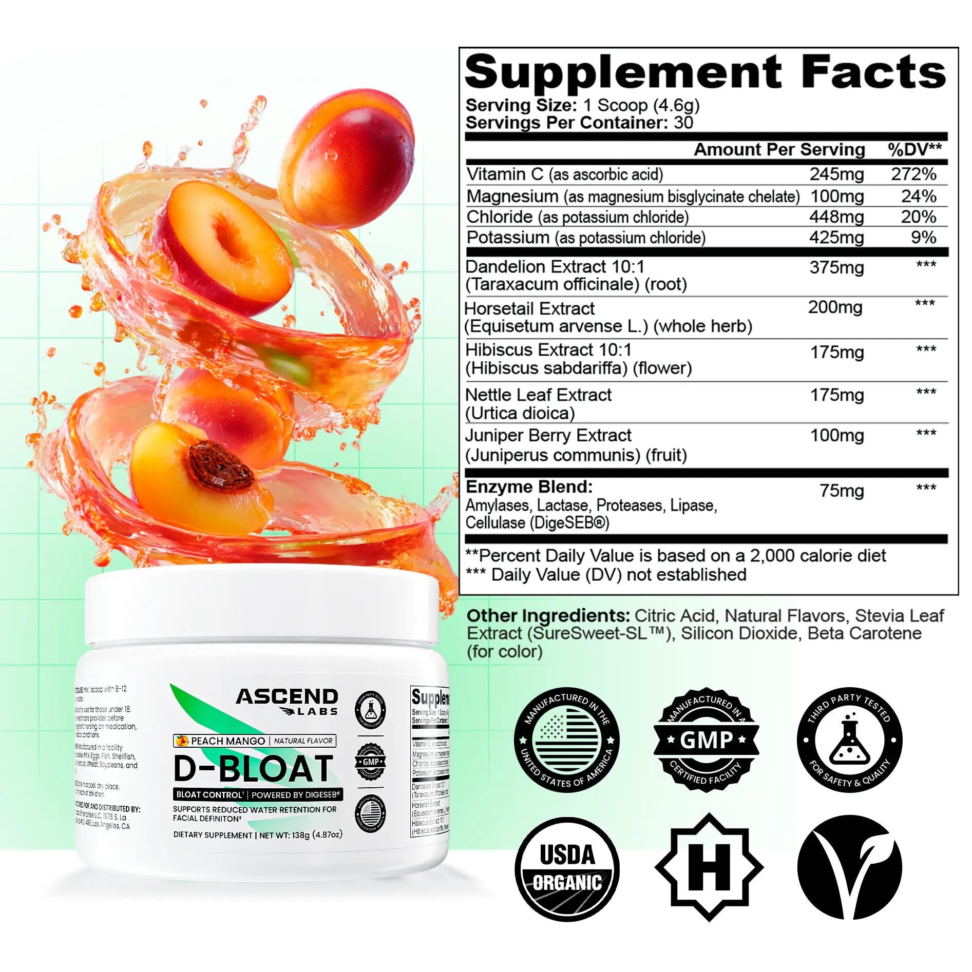 D-BLOAT Daily Debloat Powder - ASCEND LABS - 30 Servings
