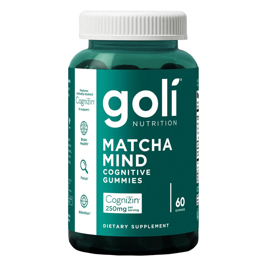 Goli Matcha Mind Cognitive Gummies with Cognizin Citicoline - 250mg Citicoline Plus Matcha Powder - Brain Health and Focus Support - Vegan, Non-GMO, Gluten-Free